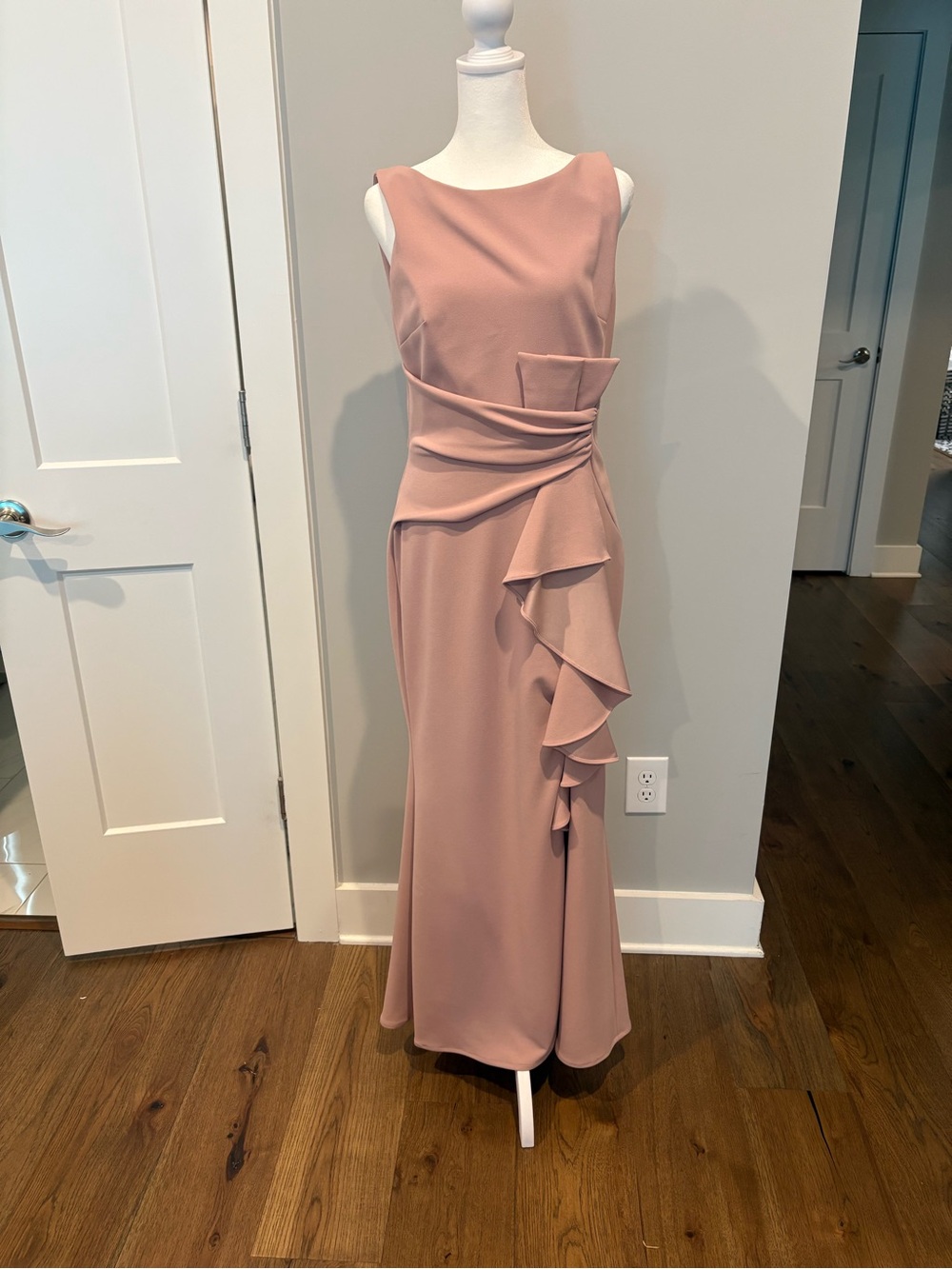 Betsy & Adam Dusty Rose Ruffle Dress